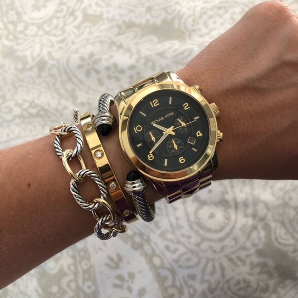Michael Kors Runway Pyramid Studded Gold Watch